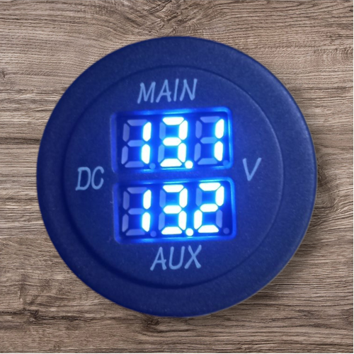 Dual Voltmeter Display - Round Colour Blue