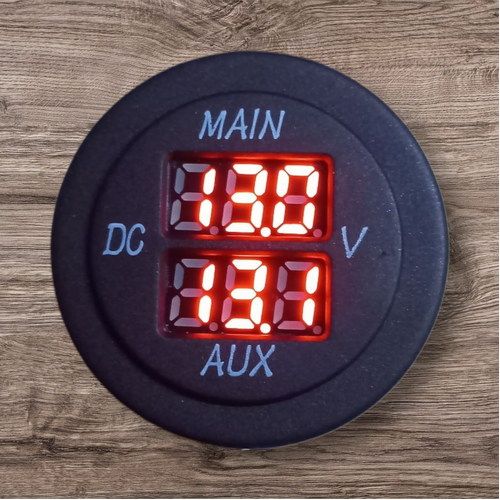 Dual Voltmeter Display, Round, Colour Red